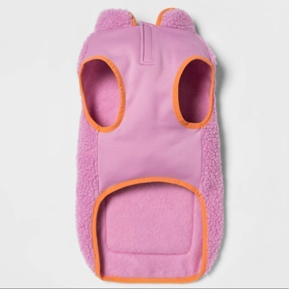 Dog Purple Orange Fuzzy Sherpa Warm Pullover Vest Pocket Size Small to 20lbs - Picture 3 of 6